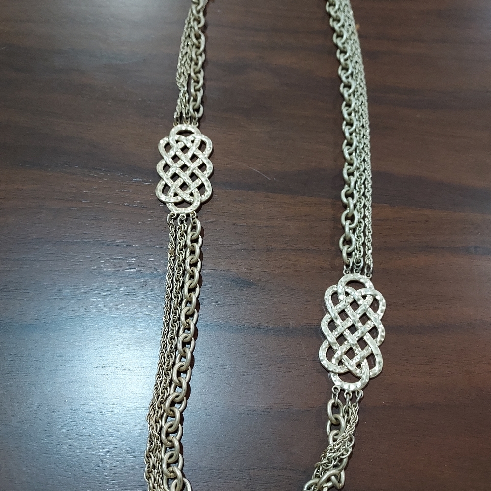 Long goldtone necklace, dull finish